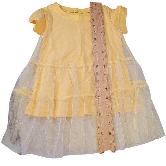 Girl's Short Sleeve Crew Neck Summer Casual Dress Yellow Size 2T - Picture 7 of 7